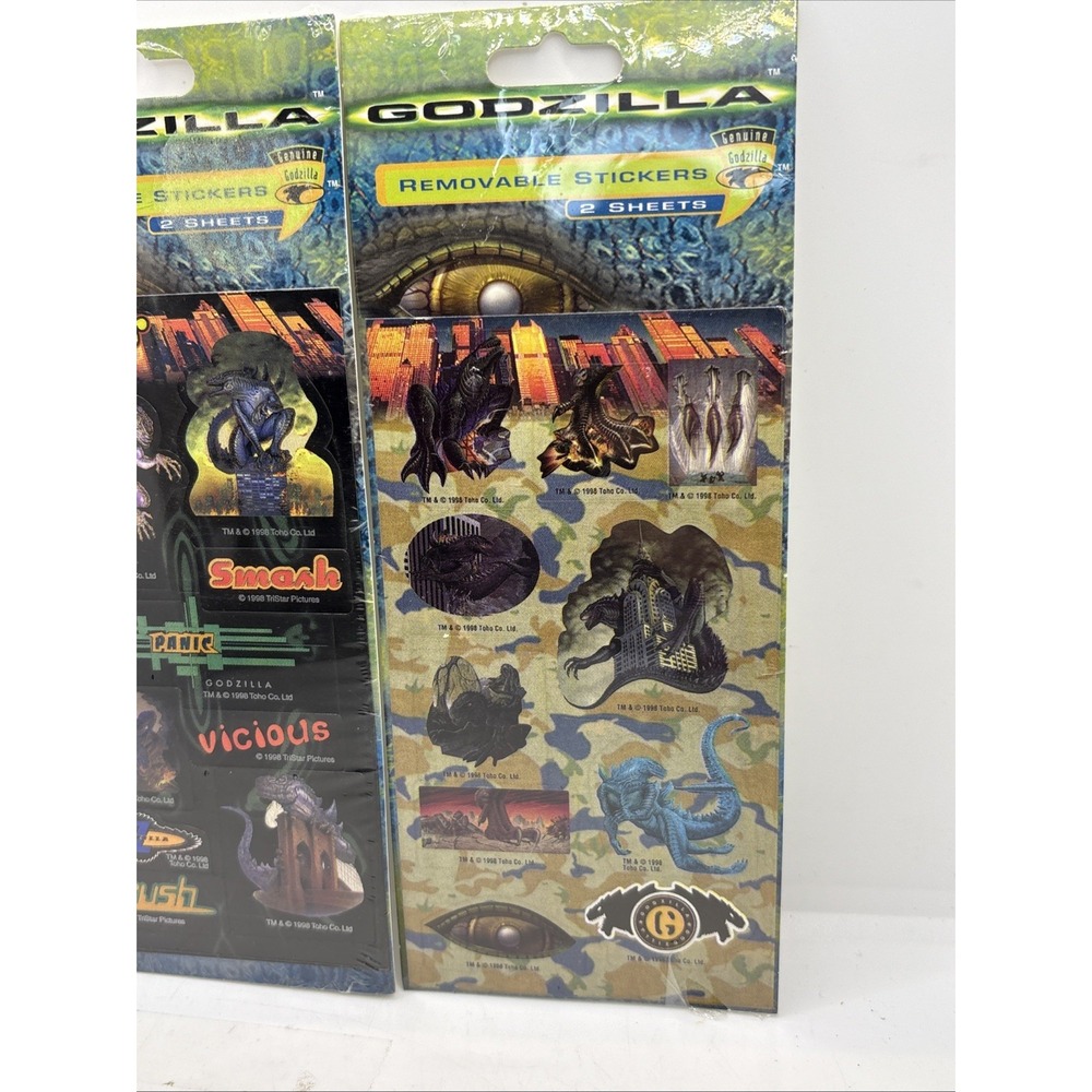 Vintage 1998 Godzilla Collectible Sticker Set Of 2 Stickers Godzilla Sticker - Picture 4 of 9